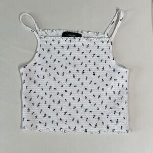 Forever 21 Smocked Rose Print Cropped Tank Top